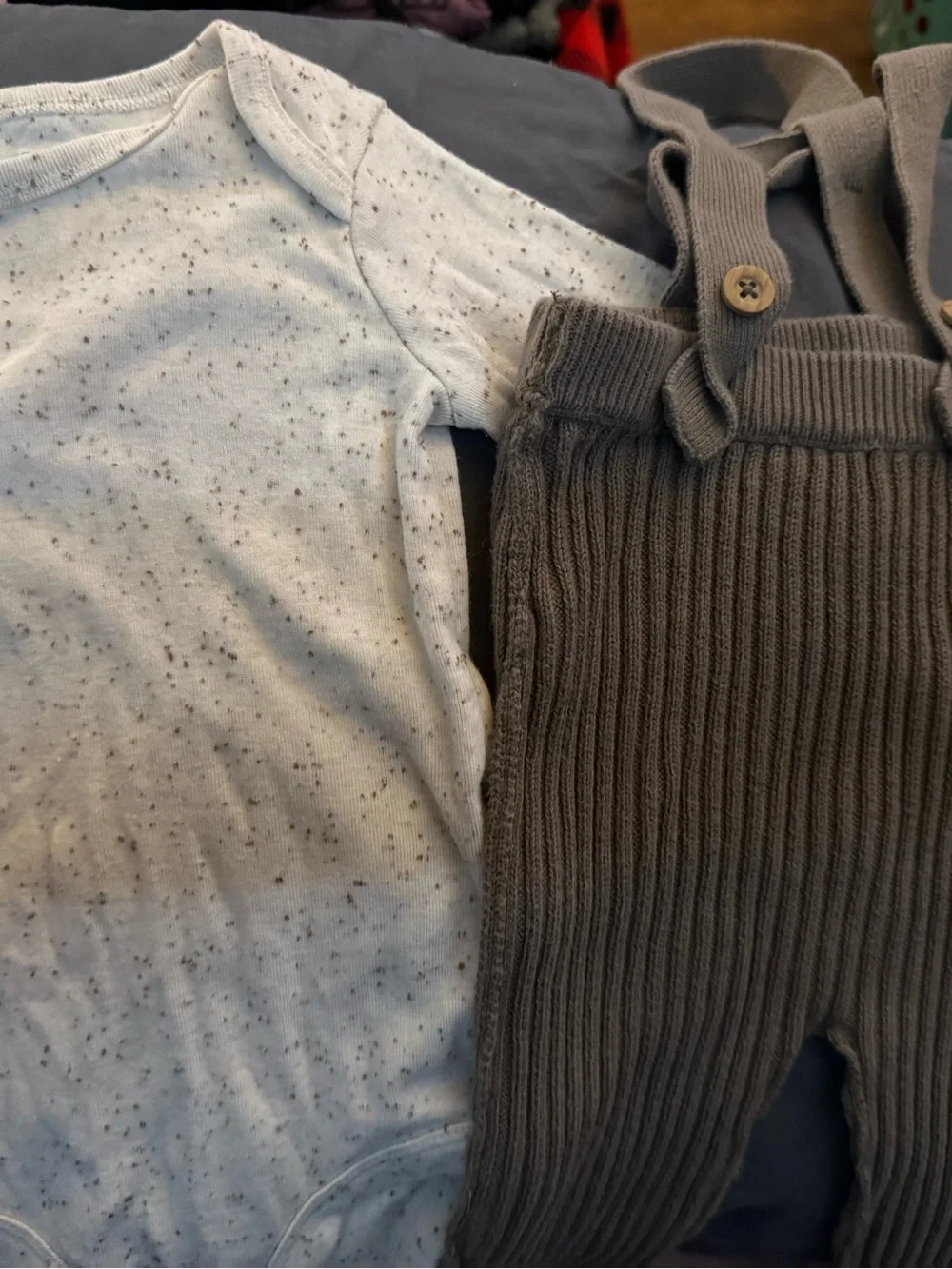 Carter's Light Blue Speckled Long-Sleeve Bodysuit - Picture 3 of 4